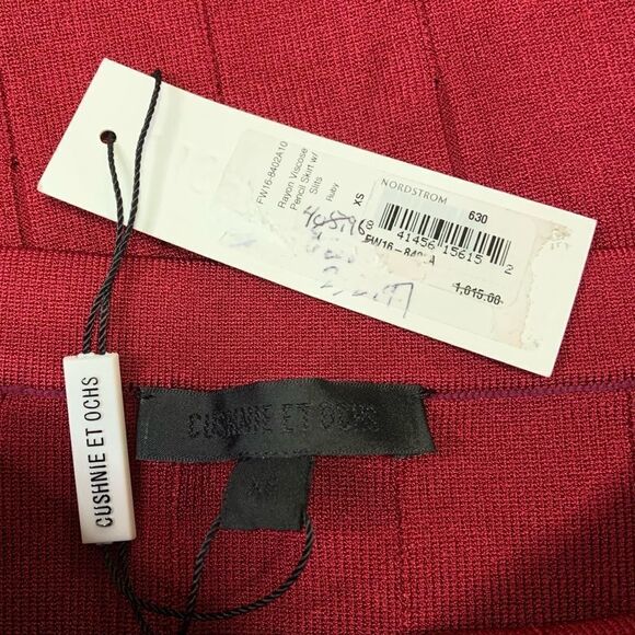 🆕 Cushnie Et Ochs Knit Pencil Skirt with Slits - Ruby - Picture 3 of 8